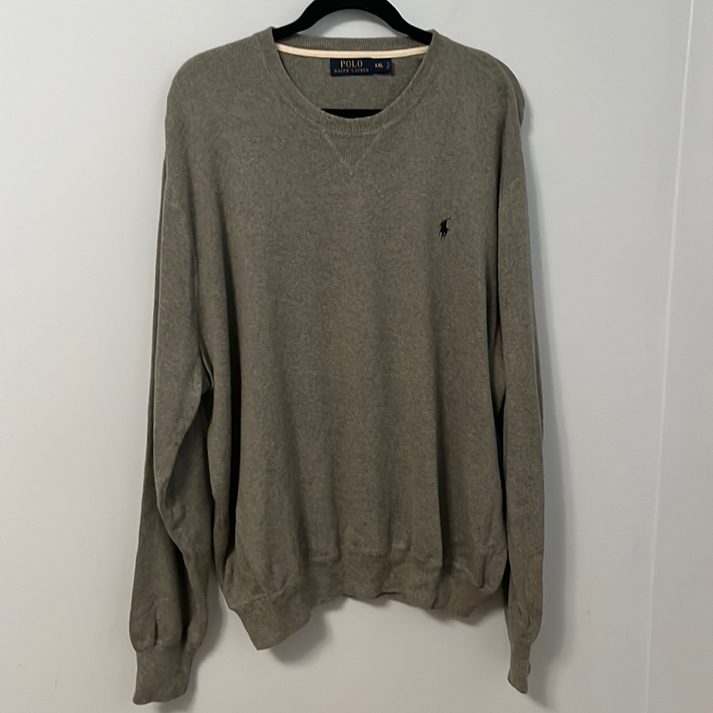 Polo Ralph Lauren Men’s Long Sleeve Gray Cotton V Neck Sweater